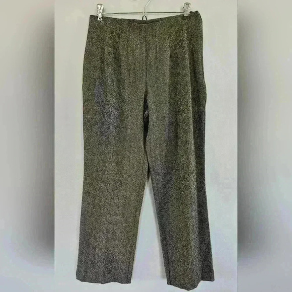 Tribal Stretch Extensible Wide leg Trouser Size 8P Brown w/ Blue & Tan Stripping - Picture 2 of 12